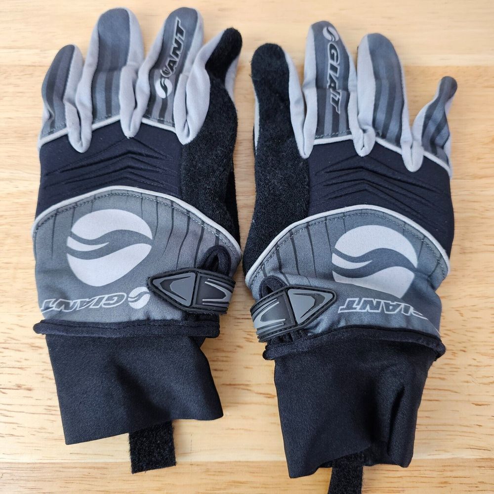 Giant Mens Black‎ Gray Gloves Small Full Finger Cycling Athletic Gloves